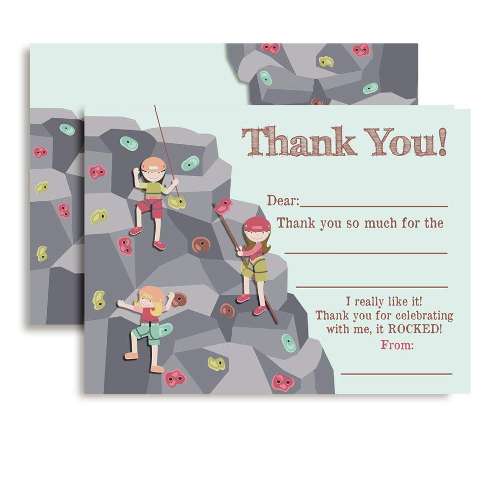 Amanda Creation Rock Climbing Girls Fill in Thank You Note Cards