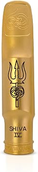 Theo Wanne Shiva 4 24k Gold Plated Metal Tenor Saxophone Mouthpiece with Wave Baffle, Small Stadium Shark-Gill Chamber & Elliptical Window for Pop, Rock & Roll & Commercial Genres - Size 7* .105"