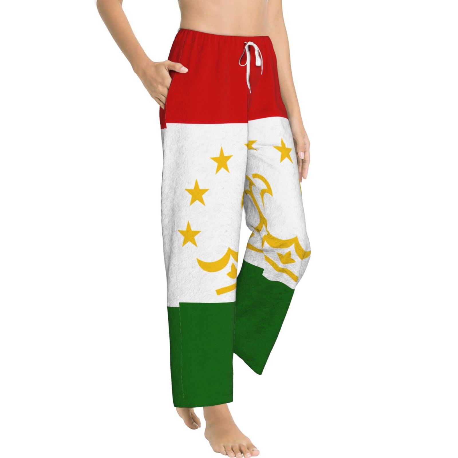 Flanell-Pyjamahose für Damen, Motiv: Flagge von Tadschikistan, warm, bequem, für Urlaub, Weihnachten
