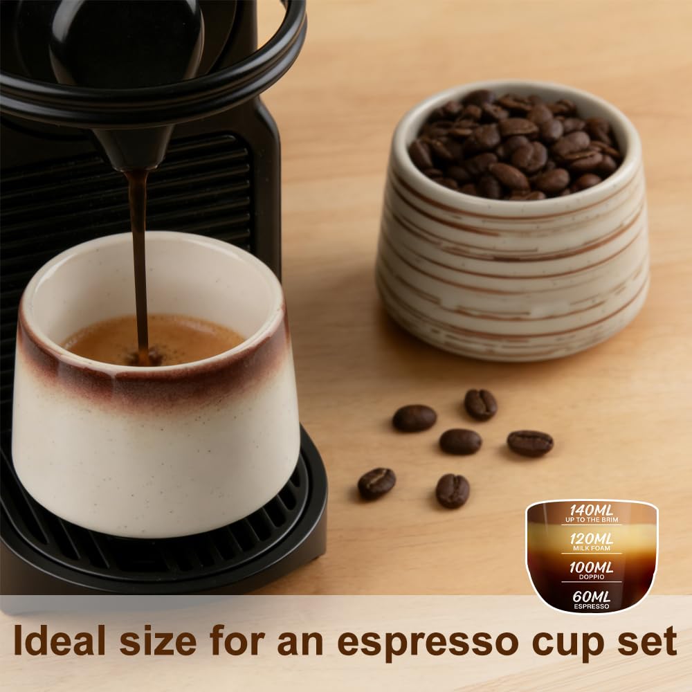 Set di 4 tazze da caffè da cappuccino da 220 ml, di alta qualità, in gres porcellanato, senza manico, set di tazze da caffè, a pareti spesse, lavabili in lavastoviglie, regalo moderno
