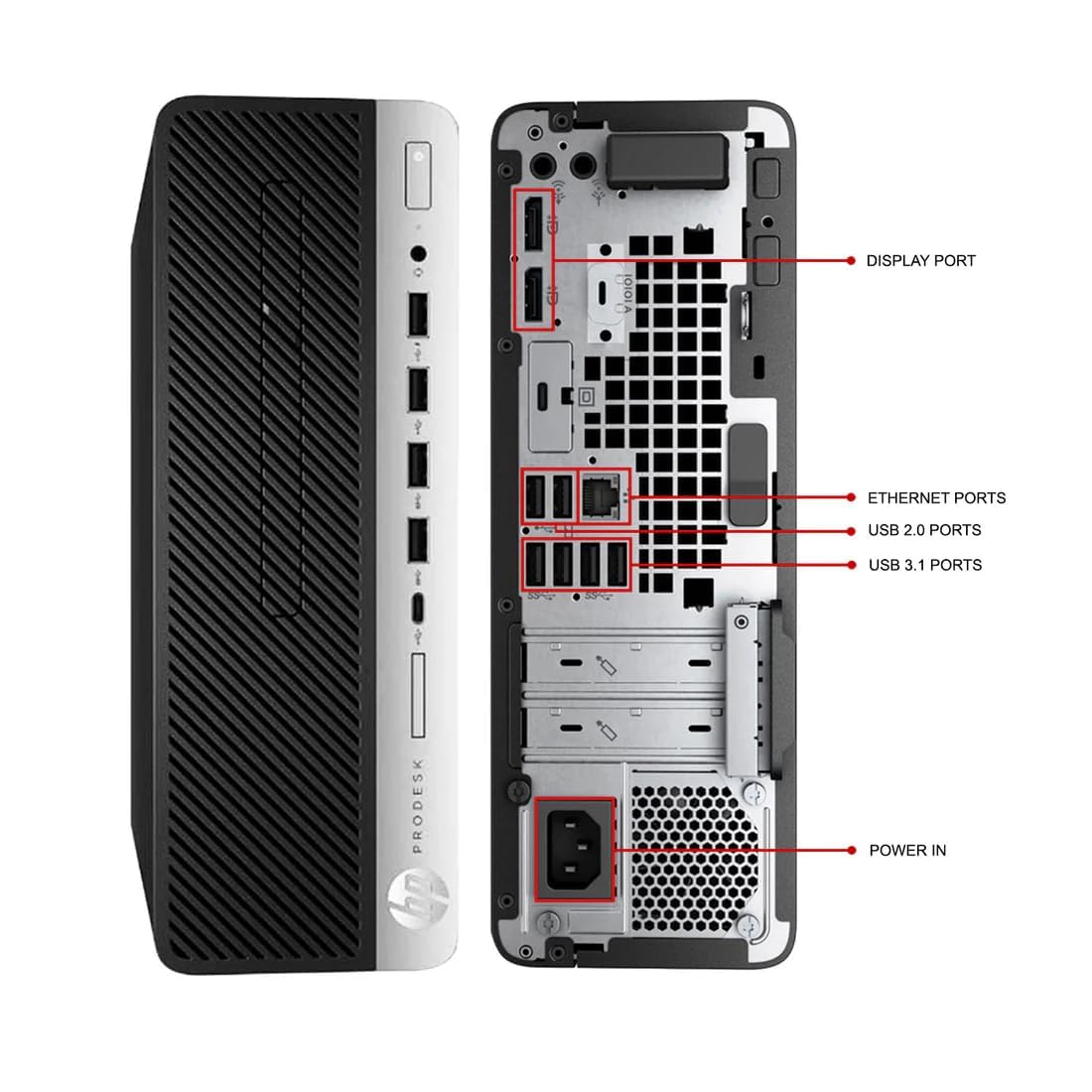 HP ProDesk 600 G5 SFF Ordinateur de Bureau, Intel Core i5-9500T, 16 Go de RAM, SSD de 256 Go, Clavier Américain (QWERTY), WiFi, Bluetooth, Windows 11 Pro (Reconditionné)