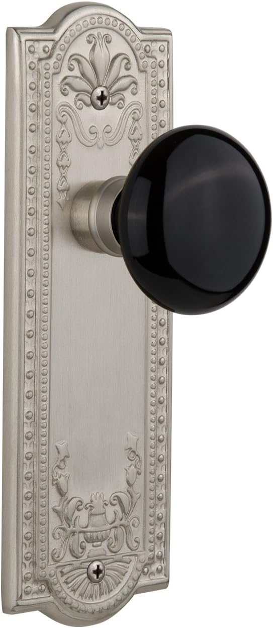 Nostalgic Warehouse Meadows Plate with Black Porcelain Knob, Single Dummy, Antique Pewter