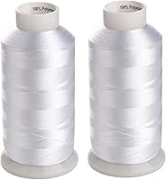 Simthread 2-Pack 5500 Yard White 60WT Bobbin Fill Thread for Embroidery & Sewing Machines - Lint-Free Polyester