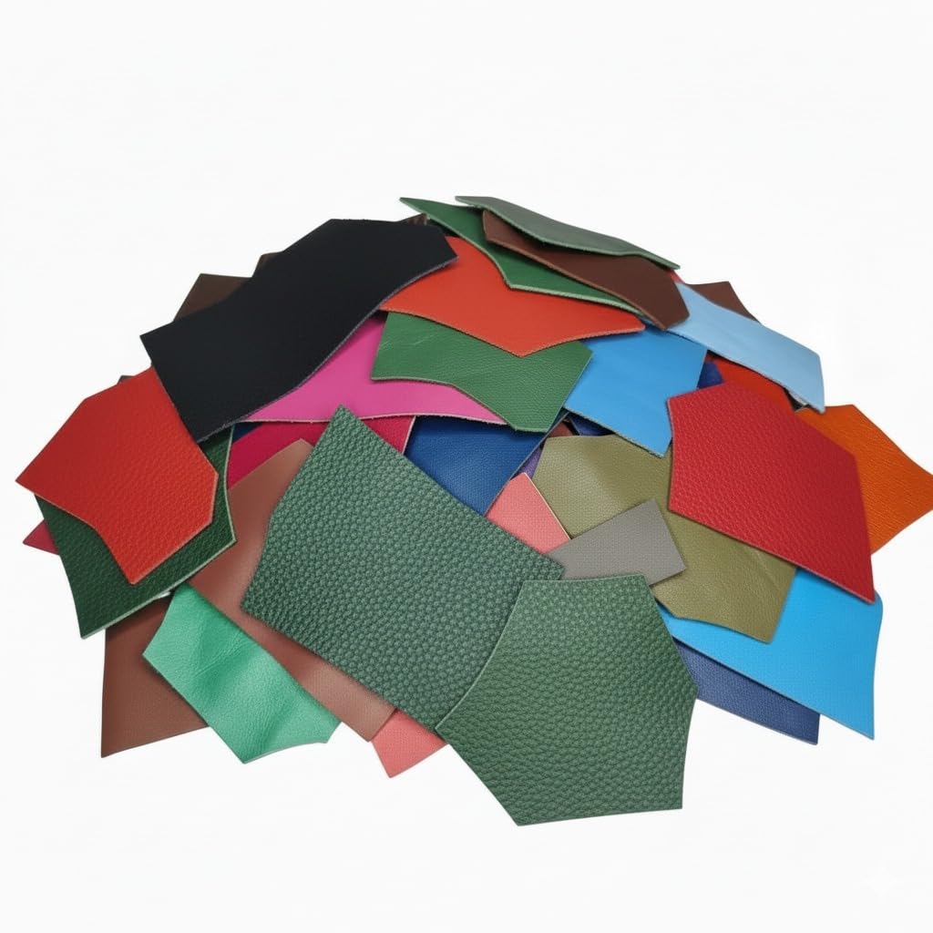 Real Leather Scraps | Cowhide Leather Remnants of Various Sizes per Bag | for Jewelry Making, Wallets, Watches, Key Chains, Journal Covers & Repairs by Kozmo (Assorted Colors (0.5 lb))-image-38