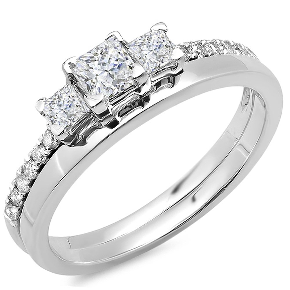 Dazzlingrock Collection 0.40 Cttw 14K Round & Baguette Cut Diamond Channel Set Wedding Stackable Band Ring, Solid White Gold - Product Details