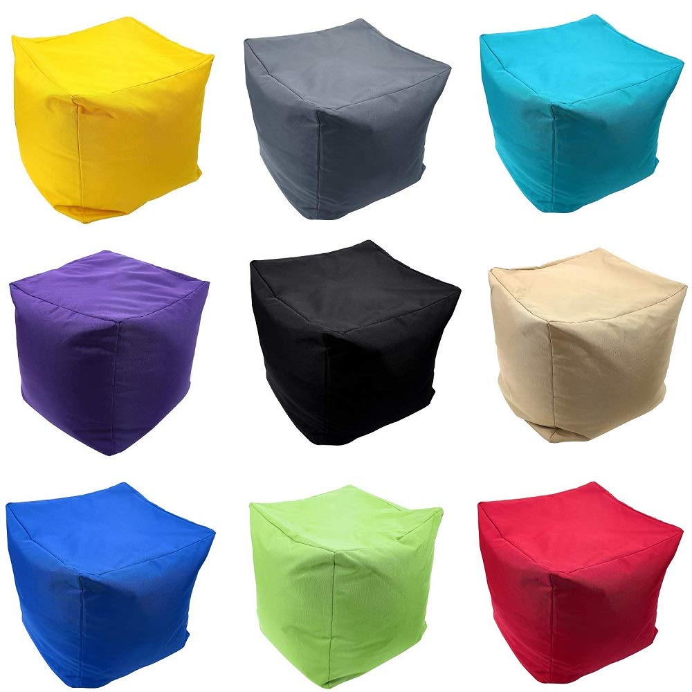 Comfort-Style Waterproof Cube Bean Bag Footstool Square Pouffe - Indoor Outdoor Beanbag Medium Size 40 x 40 x 40 cm (Light Grey)