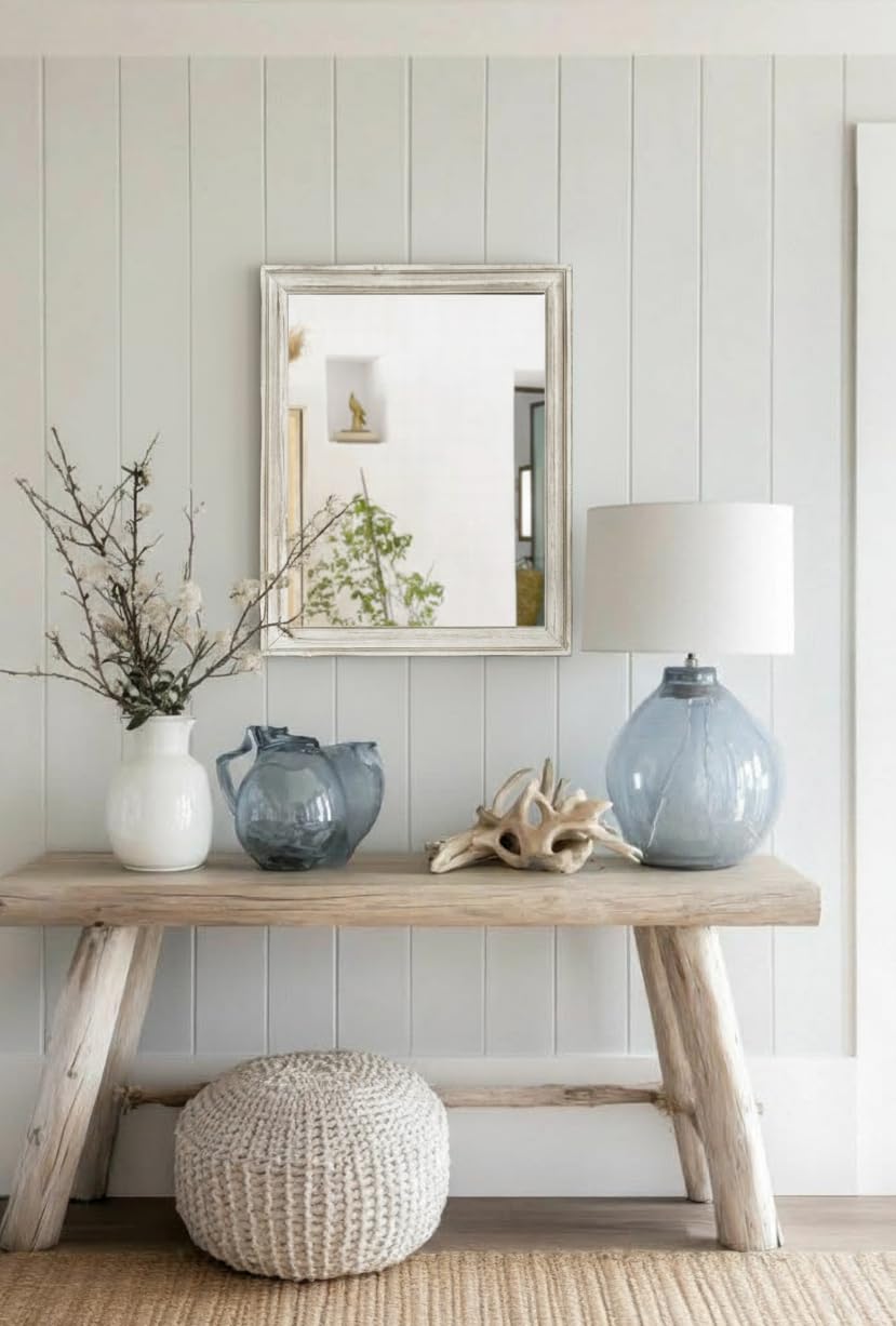 Amazon.com: Wood Frame Wall Mirror 16x20 inches | Rustic White