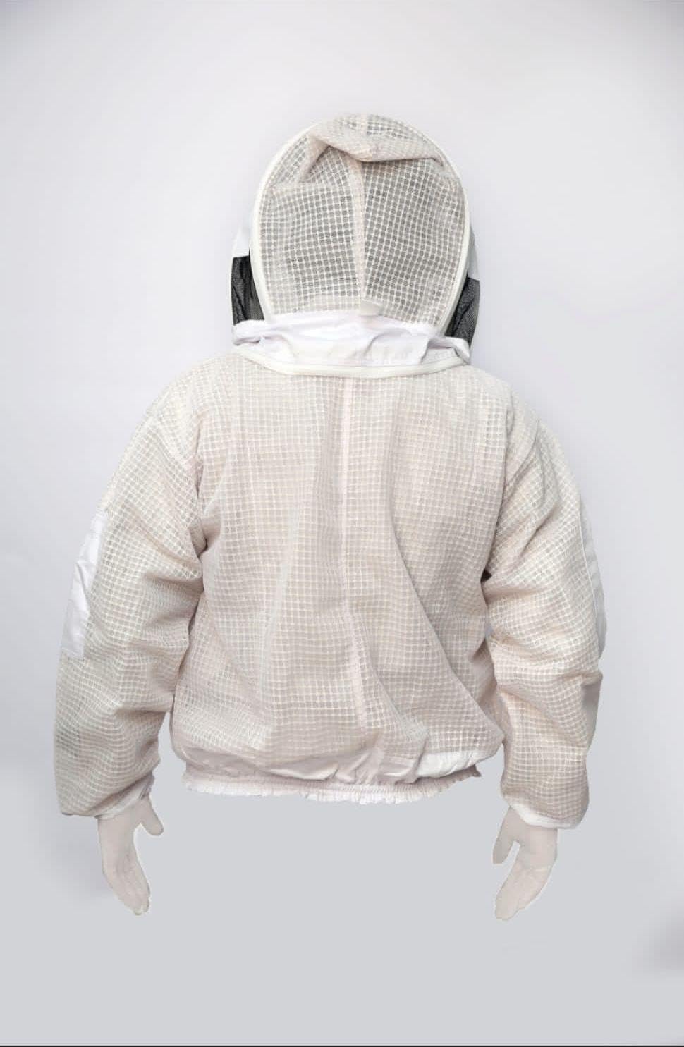 FVJG Veste de protection apicole unisexe 3 couches ultra ventilée pour apiculture, voile d'escrime, veste de style astronaute uniquement avec gants gratuits, blanc (taille M)