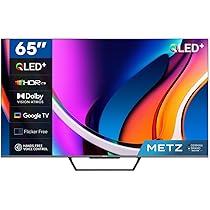 METZ Smart TV, MQD7500Z, 65″ (164 cm), QLED, 4K UHD, HDR 10, Google TV, HDMI e USB, Sottile, Moderno, Nero