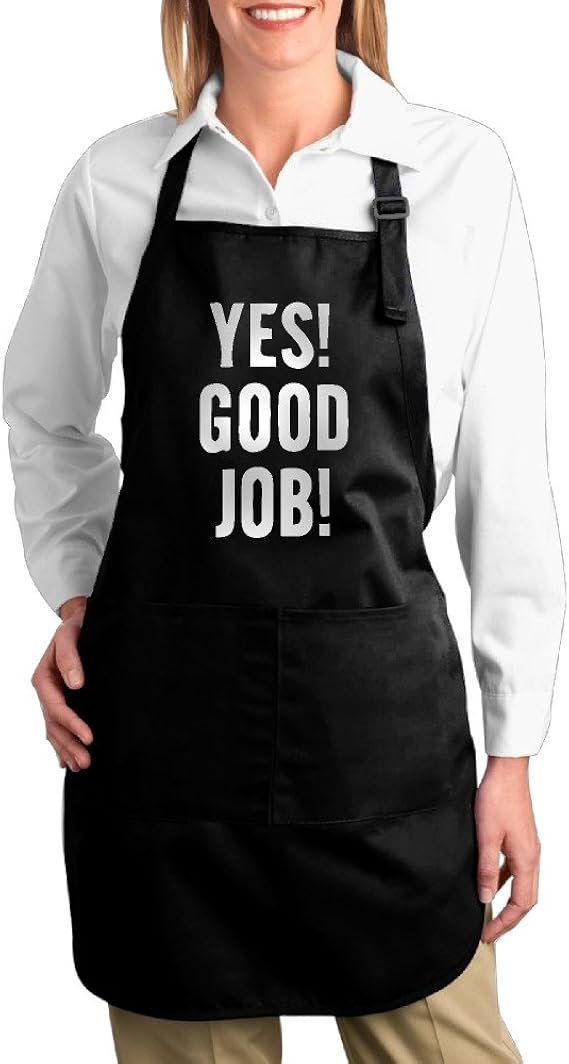 Amazon Co Jp Cute Soul エプロン 2ポケット付き キャンパス 首掛け Yes Good Job カッコいい 英字 ファッション One Size ブラック ホーム キッチン