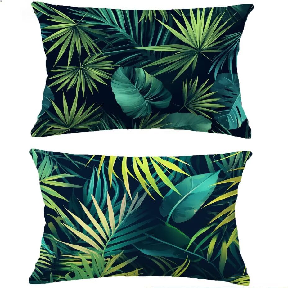 Housse de coussin extérieur 40x70 cm lot de 2 vert aspect lin impatiente de décorer