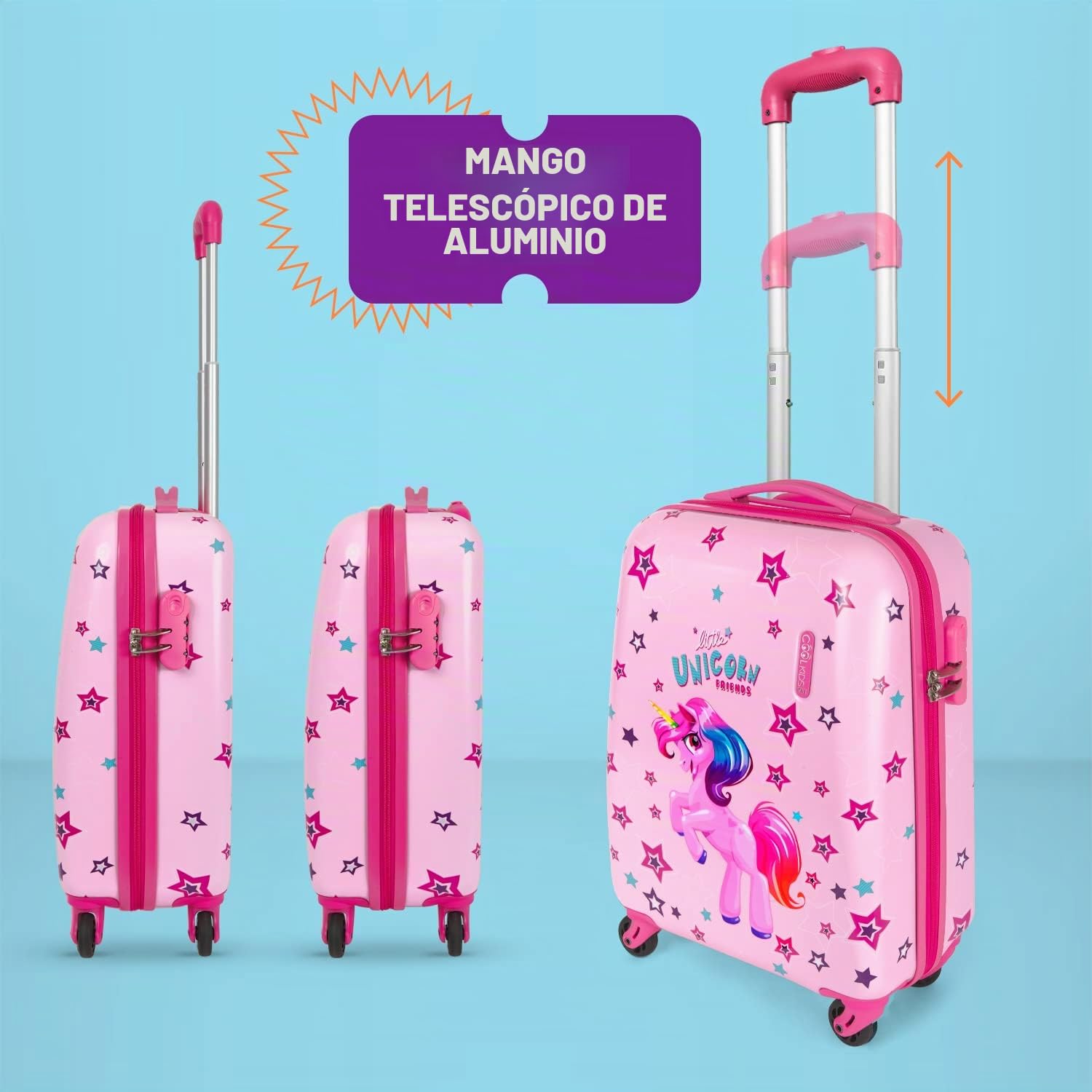 PERLETTI Maleta Trolley Niño Rigida Extra Resistente Panda Azul ABS - Equipaje de Mano Cabina Ligero con Cerradura TSA y 4 Ruedas Dobles Multidireccionales - Ryanair 49x34x21 cm