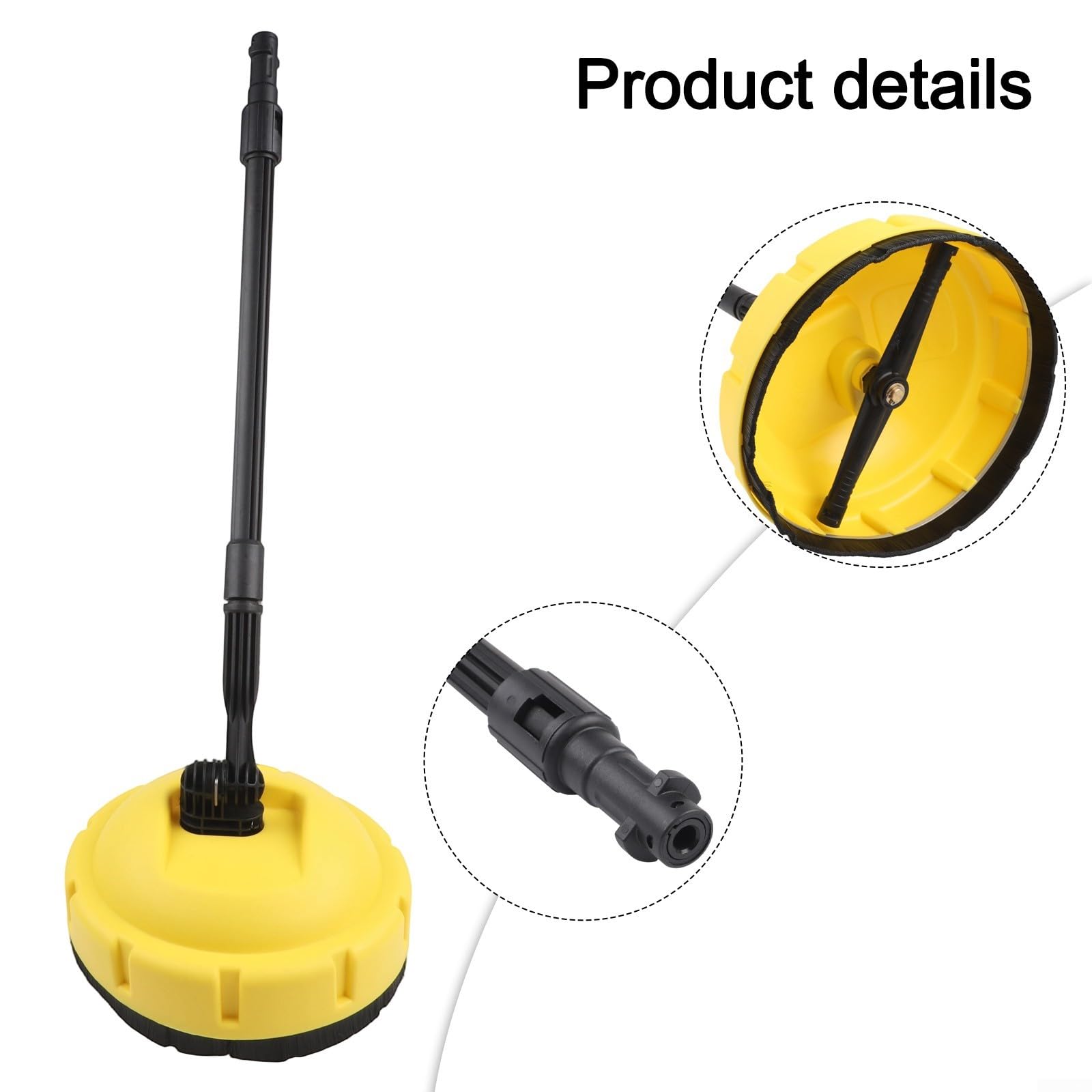 Lot de 2 brosses rotatives pour nettoyeur haute pression avec poignée pour nettoyage en profondeur des allées de jardin, jaune et noir
