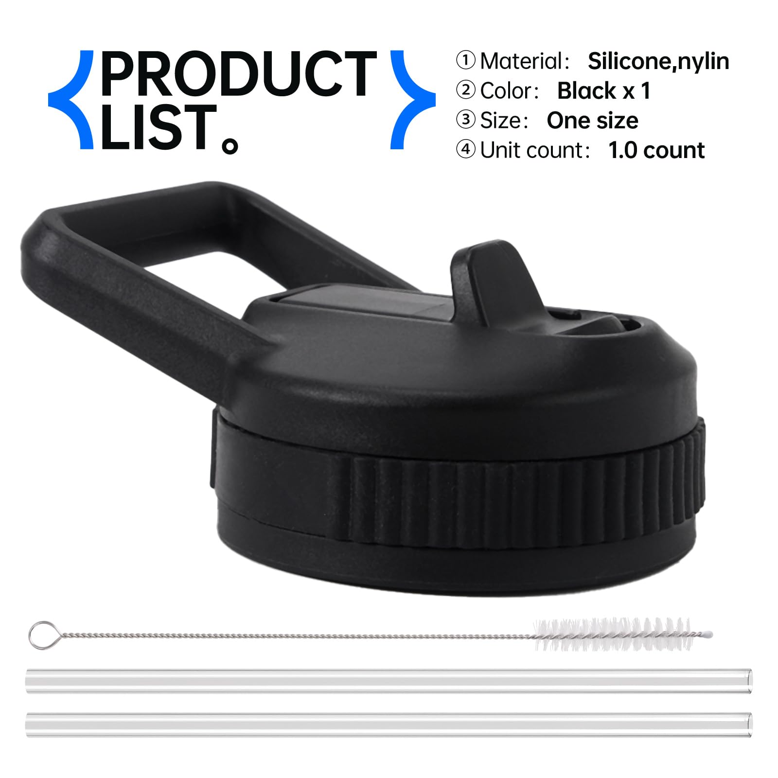 Straw Lid Compatible With thermoflask 18OZ/24OZ/32OZ/40OZ/64OZ Water Bottle, Water Bottles Lids With 2 Straws and 1 Straw Brush