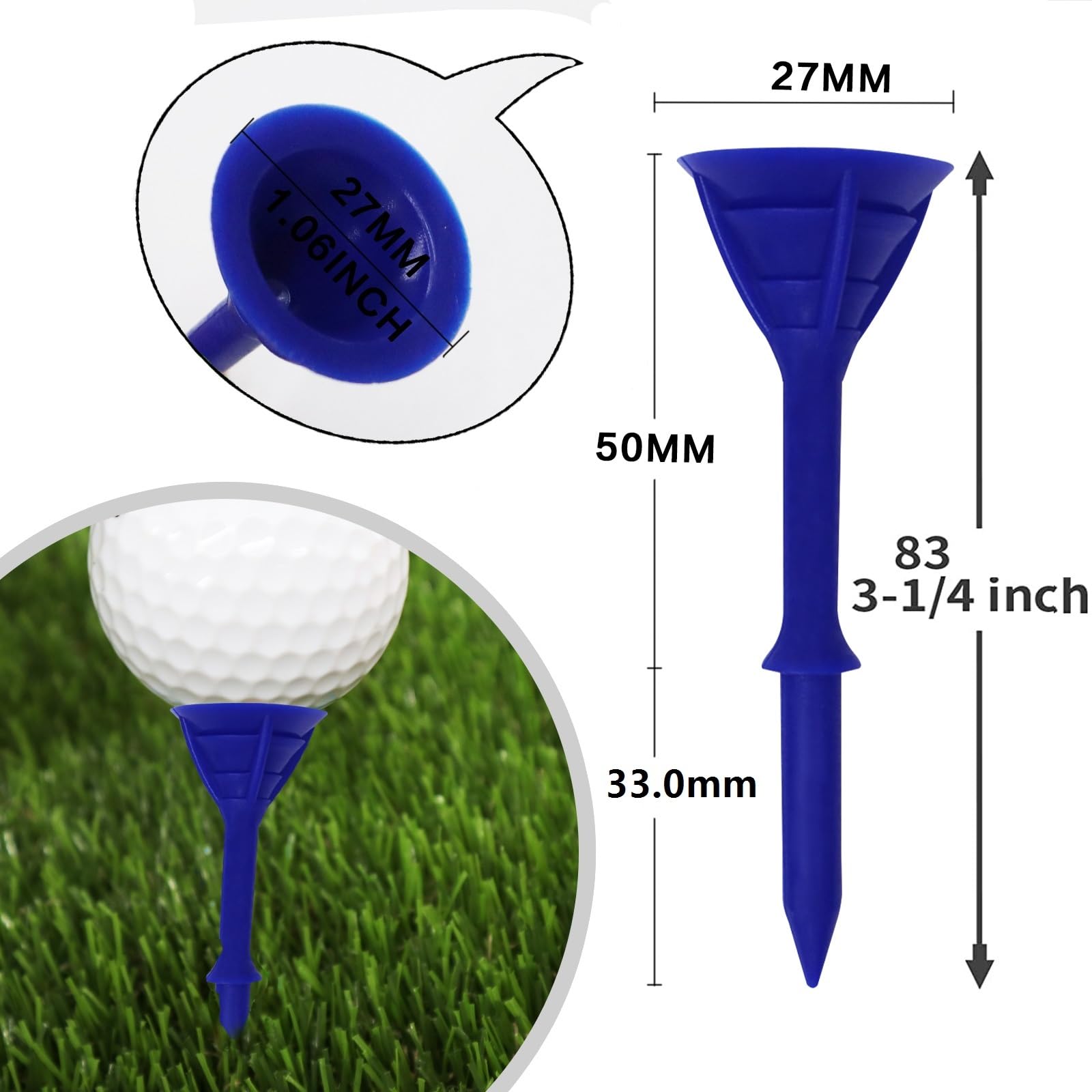 Premium-Golf-Tees, Golf-Tees, mehrfarbig, 83 mm, 100 Stück for Üben