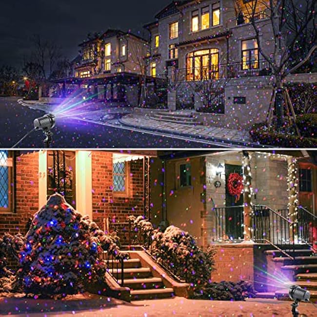 Laser Christmas Lights Outdoor Garden Laser Lights Projector Motion Star Red Green Blue