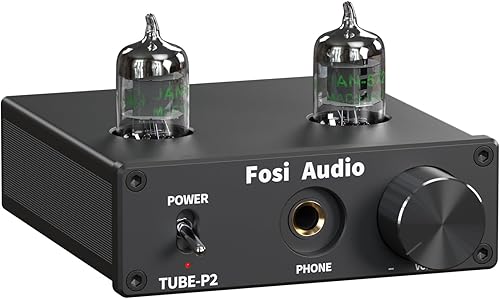 Fosi Audio Amplificador de auriculares P2 Tubo de vacío Amplificador de auriculares Mini Hi-Fi Audio estéreo con protección de salida de ruido de