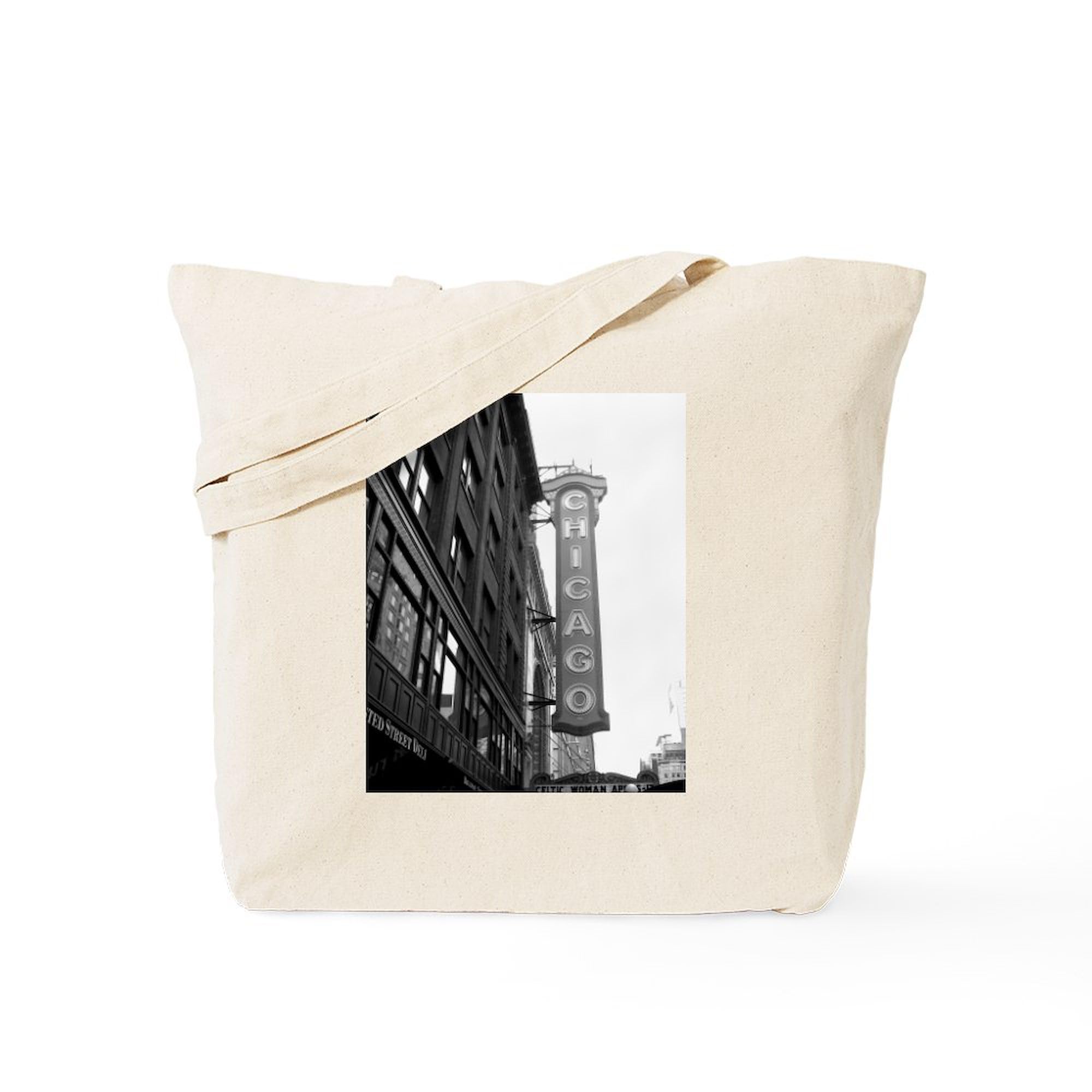 CafePress Chicago Tote Bag Reusable Natural Beige Canvas Shopping Bag