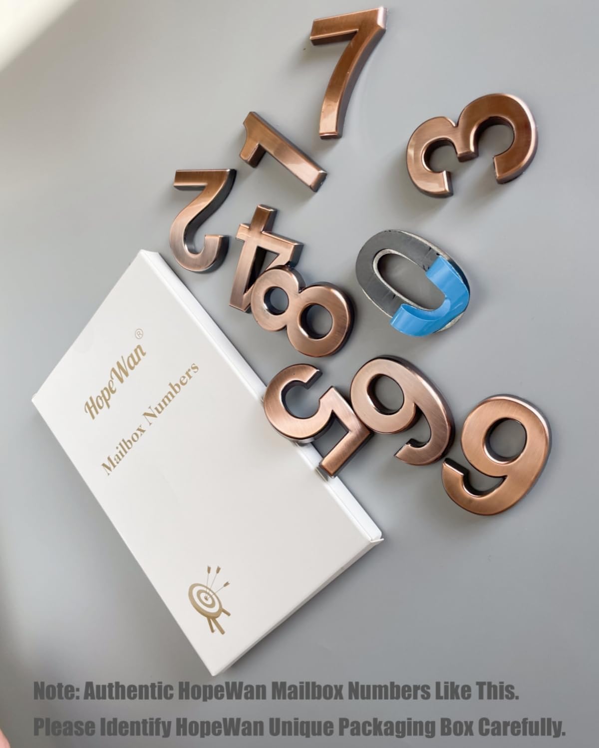 1.5 Inch Mailbox Numbers, Self Stick 3D Door Numbers, Decor Sign Number Stickers for DIY Craft. (1.5 Inch - Pack of 10, Bronze)