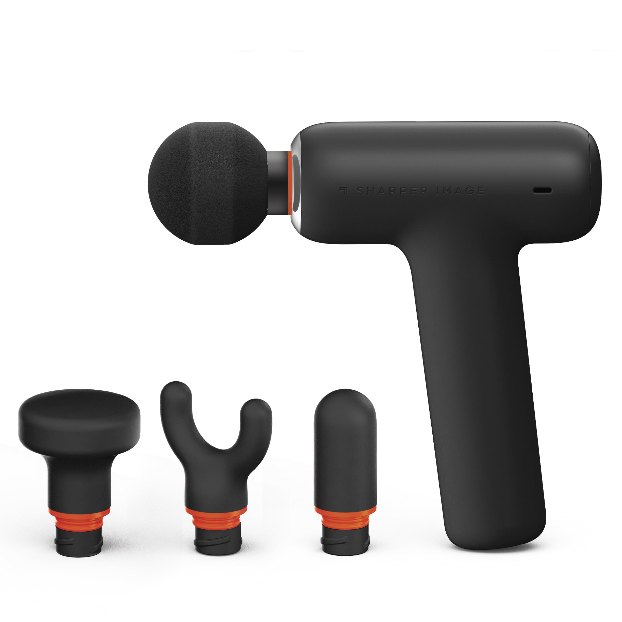 Sharper Image PowerBoost Core Mini Massage Gun Portable Deep Tissue Percussion Massager with 6 Speeds 4 Attachments Quiet