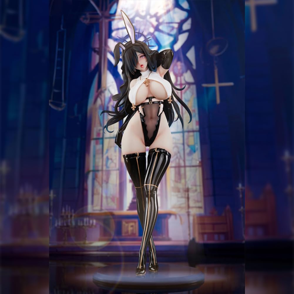 DEXSHUN Figura anime Black Sister Original Illustration Bunny Black Nun Action Figure modello PVC anime Statua Ornamenti da collezione regalo 32 cm