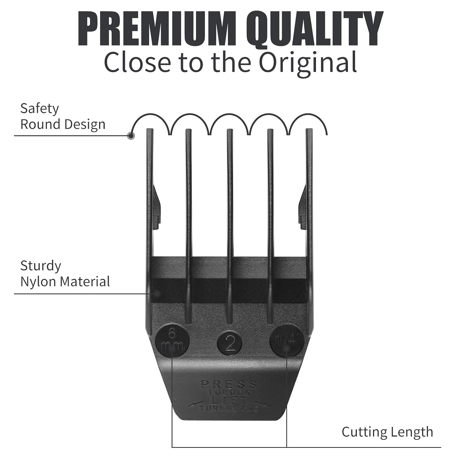 Professional Peanut Clipper Guards Set Compatible with Wahl Peanut, Clipper Guides Replacement - 1/8" to 1/2", 4 Piece Set, Black Color