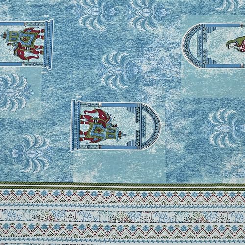 Image of 100% Cotton Single Bedsheet with 1 Pillow Cover | 240 TC Pure Cotton Flat Bed Sheet | Traditional Jaipuri Printed Bedding Set | Soft & Breathable | 60 x 90 Inch (Rangmahal Single 57)
