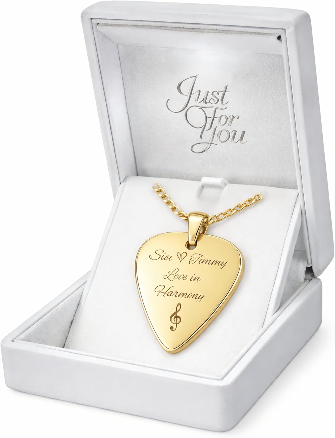 A & L Engraving Personalized Gold Guitar Pick Necklace Engraved Free - Music Pendant - Custom Gift for Guitarist - Musician Jewelry - Ships from USA