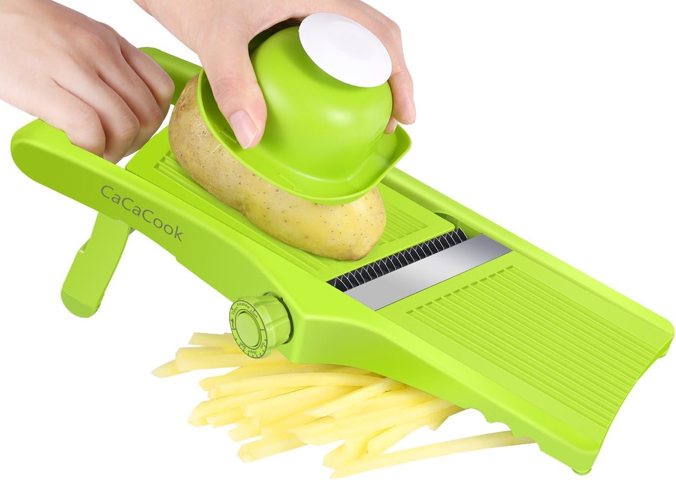 Mandoline Slicer, Luckea 3-in-1 Adjustable Vegetable Slicer, Food Slicer for Fruits and Vegetables From Paper-Thin To 6mm With Stainless Steel Blades - Green