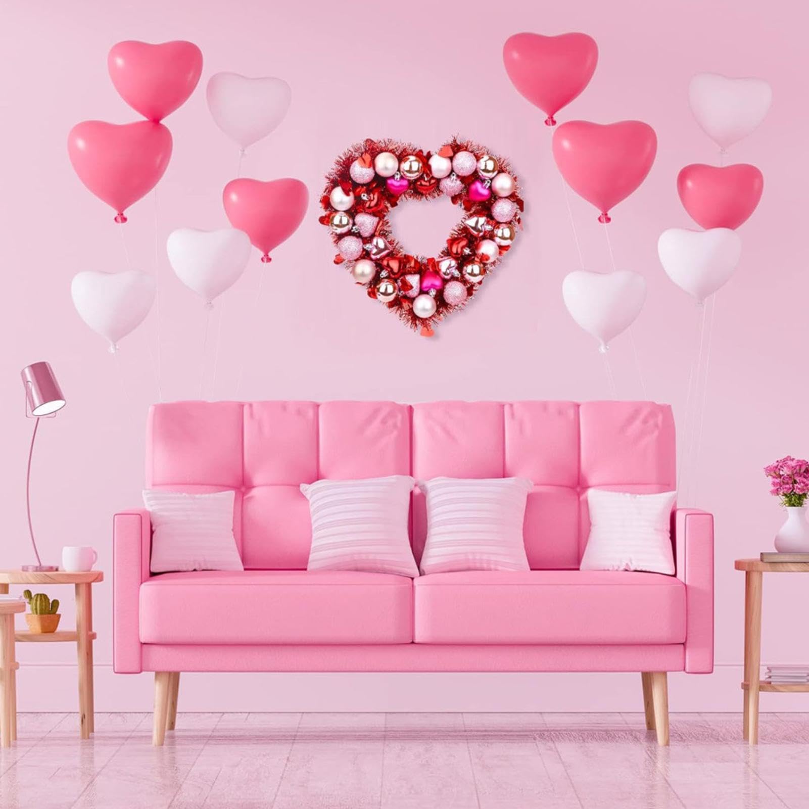 Amazon.co.jp: ハート リース - ピンク ボール ラブ リース |玄関ドア