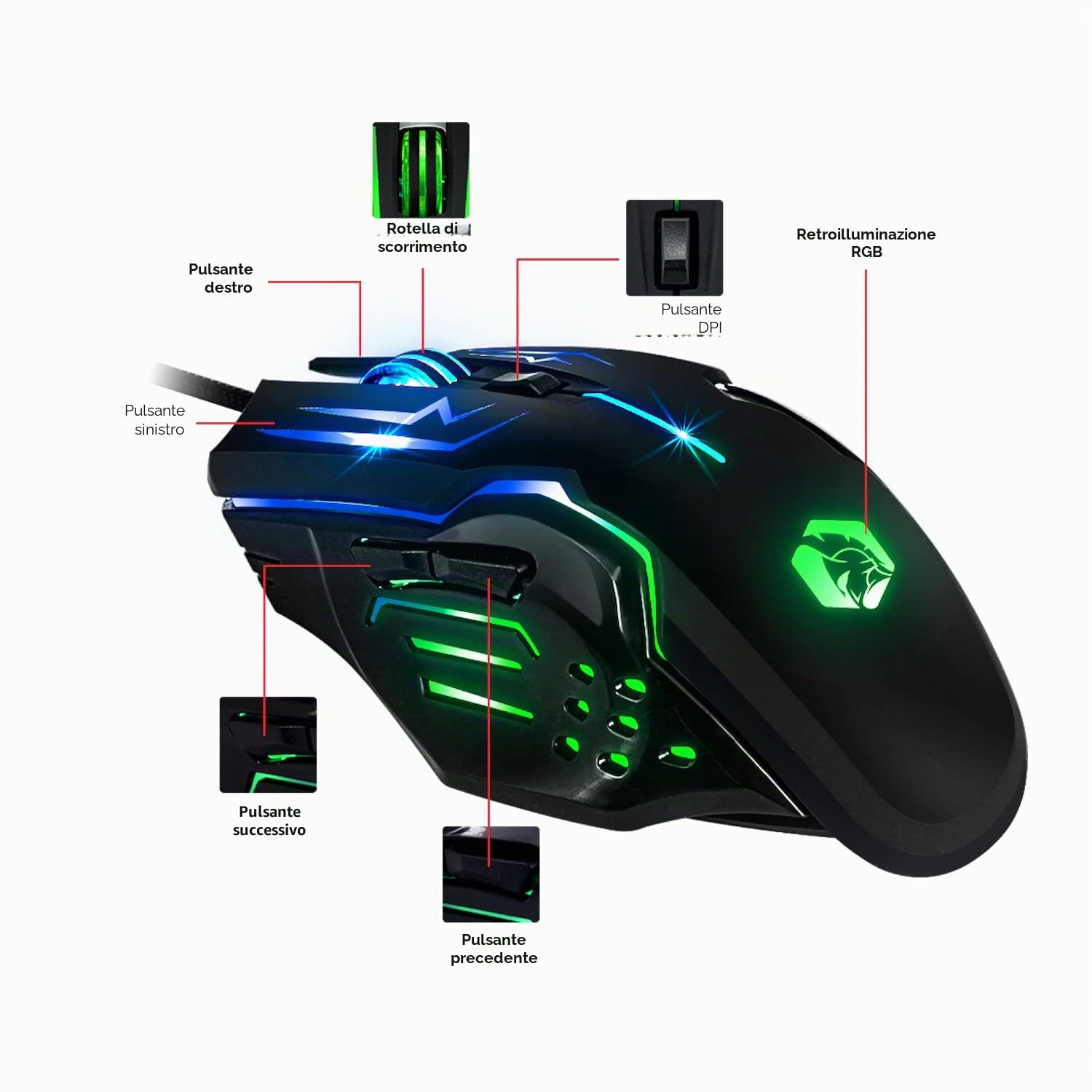 EMPIRE GAMING - Pack 3 en 1 MK800 - Clavier Gaming AZERTY (Layout Français) RGB 105 Touches 19 Touches Anti-Ghosting - Souris Gamer RGB 2400 DPI - Tapis de Souris - PC PS4 PS5 Xbox One/Series Mac