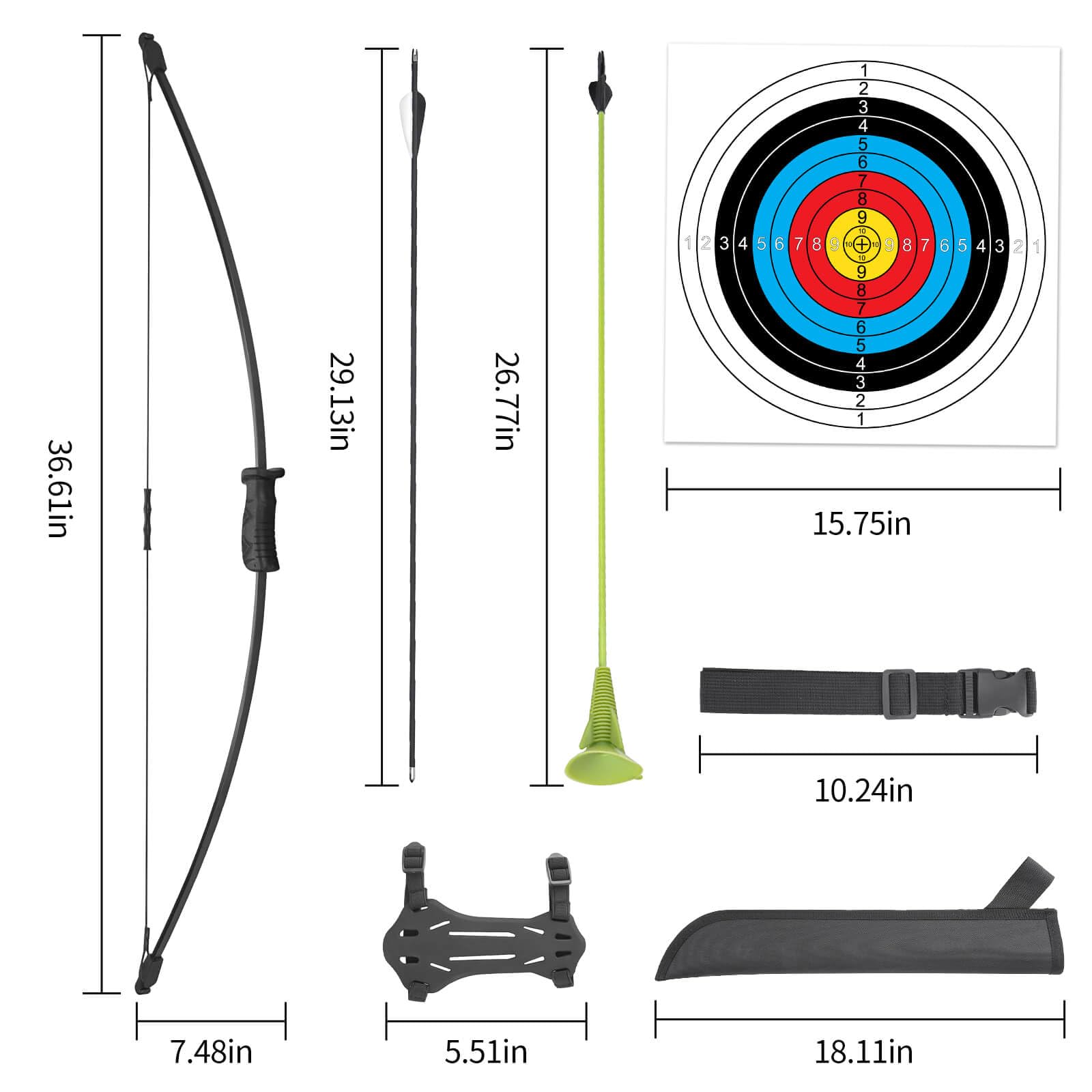 Bogenschießen Recurve Bogen und Pfeil Jugendbogen Set, Bogenschießen Anfänger Geschenk mit 4 Pfeile 5 Ziel Gesicht,Outdoor Sport Spiel Langbogen