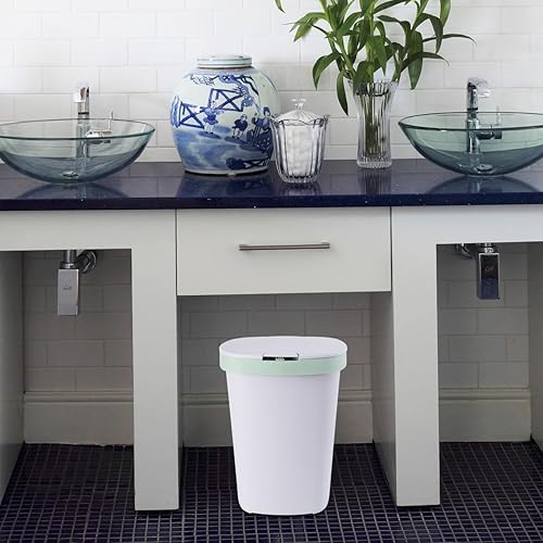 Miniatura 2 de SAFIGLE Large Capacity Push-Button Pedal Waste Bin with Lid Quiet Container for Kitchen Living Bathroom Stylish Square Design in Light Green