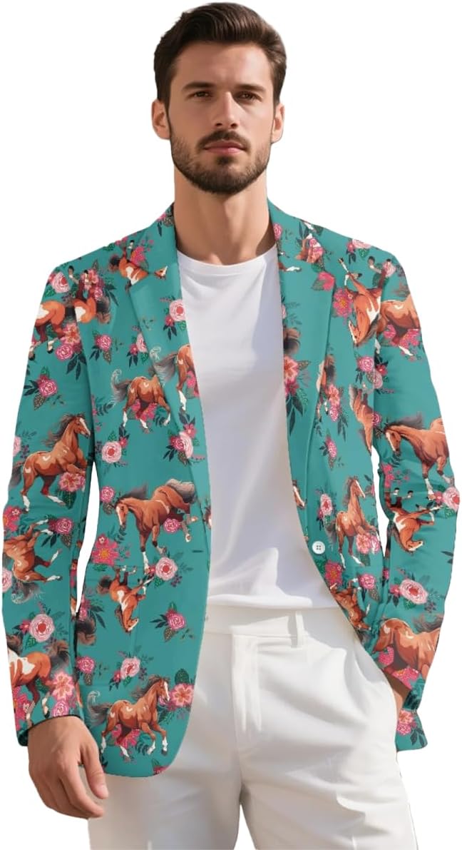 Men's Casual Button Blazers Lightweight Suit Jacket Sports Coat with Pockets S - 5XL