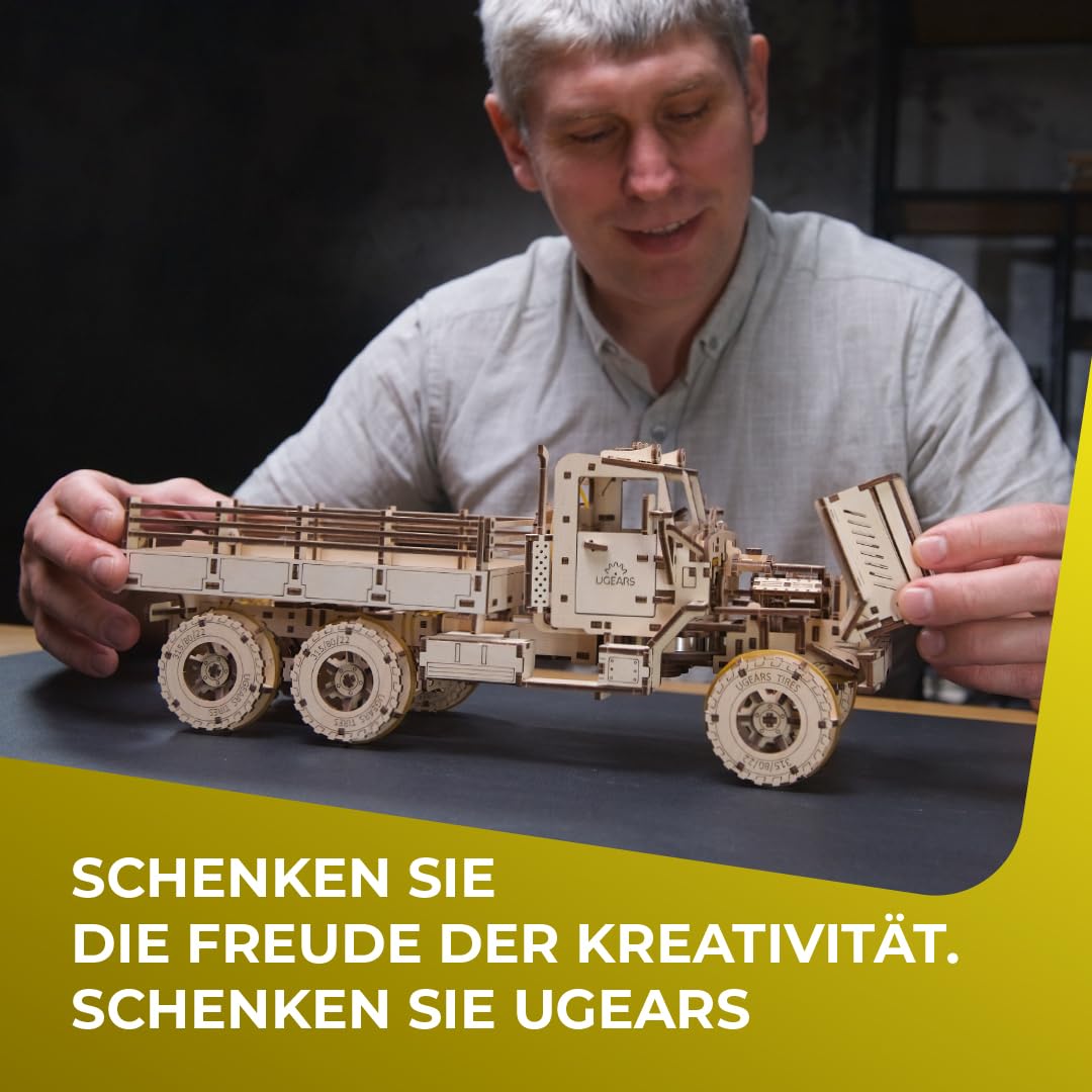 UGEARS Cargo Truck 3D Holzpuzzles für Erwachsene - Hobbys für Männer zum Bauen - Auto-Bausatz für Erwachsene - 3D-Puzzle für Erwachsene