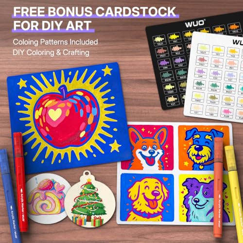 Image of WUO 72 Colors Acrylic Paint Markers Brush Tip with Automatic Ink Control