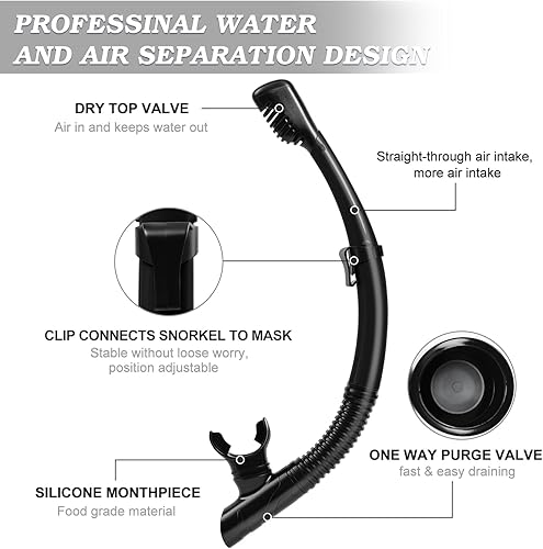 Miniatura 2 de Snorkeling Gear for Adults, Dry Top Snorkel Mask Set 2 Pack Scuba Diving Mask Snorkel Gear Anti Fog Snorkeling Packages Tempered Glass Panoramic