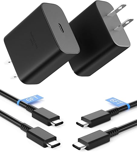 Paquete de 2 Cargador USB C de 45 W -Samsung Cargador de pared súper rápido tipo C para Samsung Galaxy S22S22+S22 UltraS21 UltraS21S21 PlusS20