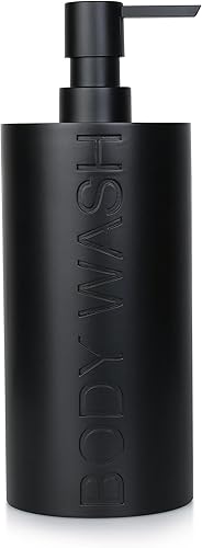 Miniatura 27 de Dispensador de Bomba Recargable con Botella Grabada de Champú de Resina de Piedra Arenisca Gris Neutro, Construcción de Resina Duradera e Resina de