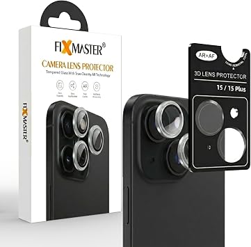 Fixmaster iphone 15-15 Plus Uyumlu Kamera Lens Koruyucu, Siyah, Orijinal Rengiyle Kusursuz Uyum, Darbe Emici, 9H Temperli Cam, Kolay Kurulum, Anti-Reflection Kaplama, Metal  er eve