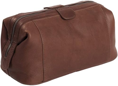 Chesterfield Brand The Toiletry Bag VINCE Cuero para hombres y mujeres | Bolsa de cosméticos de afeitado de viaje, organizador grande de maquillaje,
