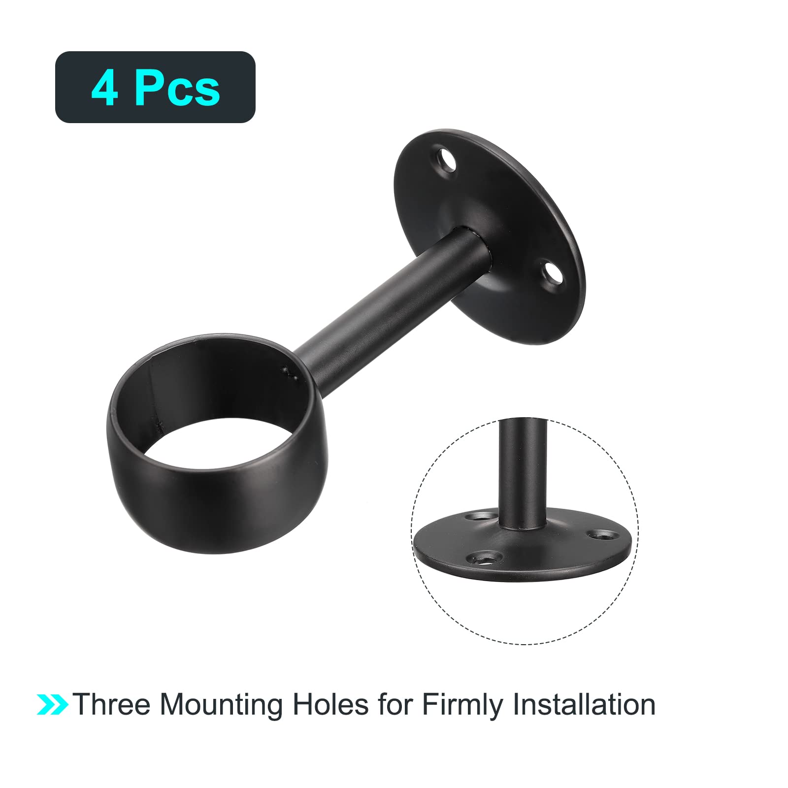 4 Supports De Tringle En Acier Inoxydable - Coude à Deux Voies, Pour Tringle Jusqu'à 26mm, Idéal Placard Ou Douche - 9