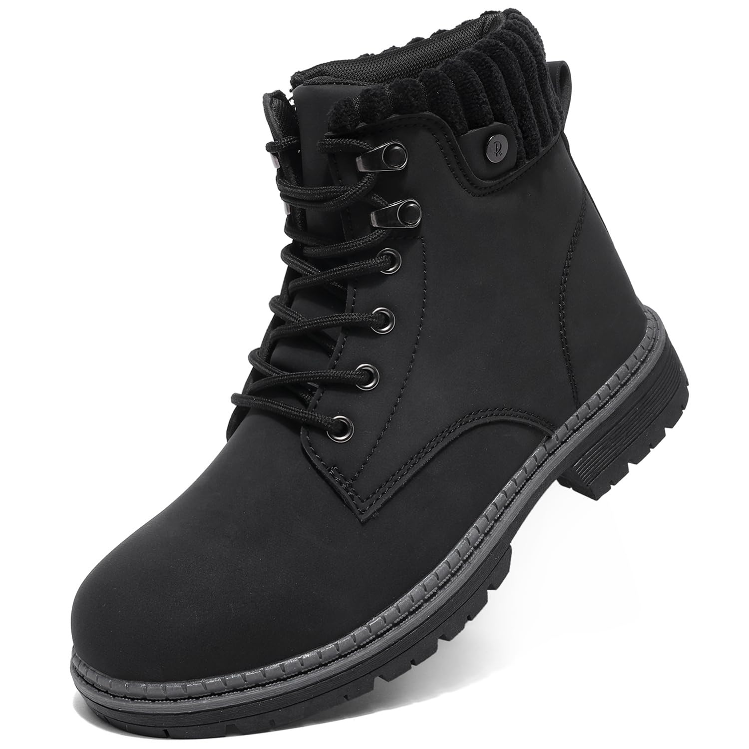 Stivali Donna Inverno Scarpe da Neve Impermeabili Stivaletti Pelliccia Stringate Outdoor Stivali da Trekking Caldi Snow Boots GR.37-42 Nero-38EU