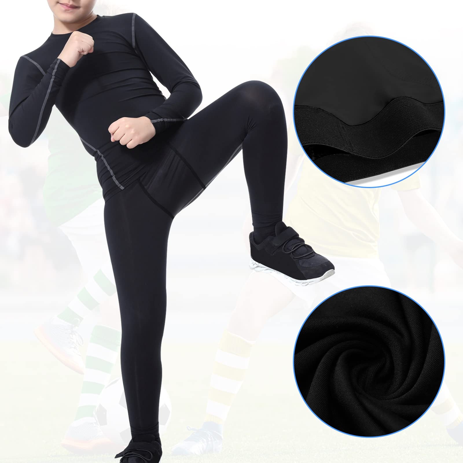 Valcatch 1 ou 2 Pack Pantalon de Compression pour garçons Pantalon de Base Jeunesse Couche Collants Sports Basketball Running Leggings pour Enfants garçons
