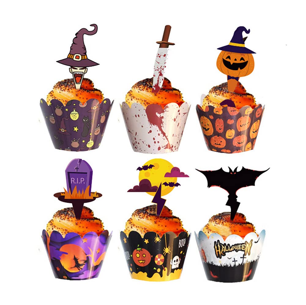 Amazon.co.jp: ハロウィン カップケーキトッパー カップケーキラッパー