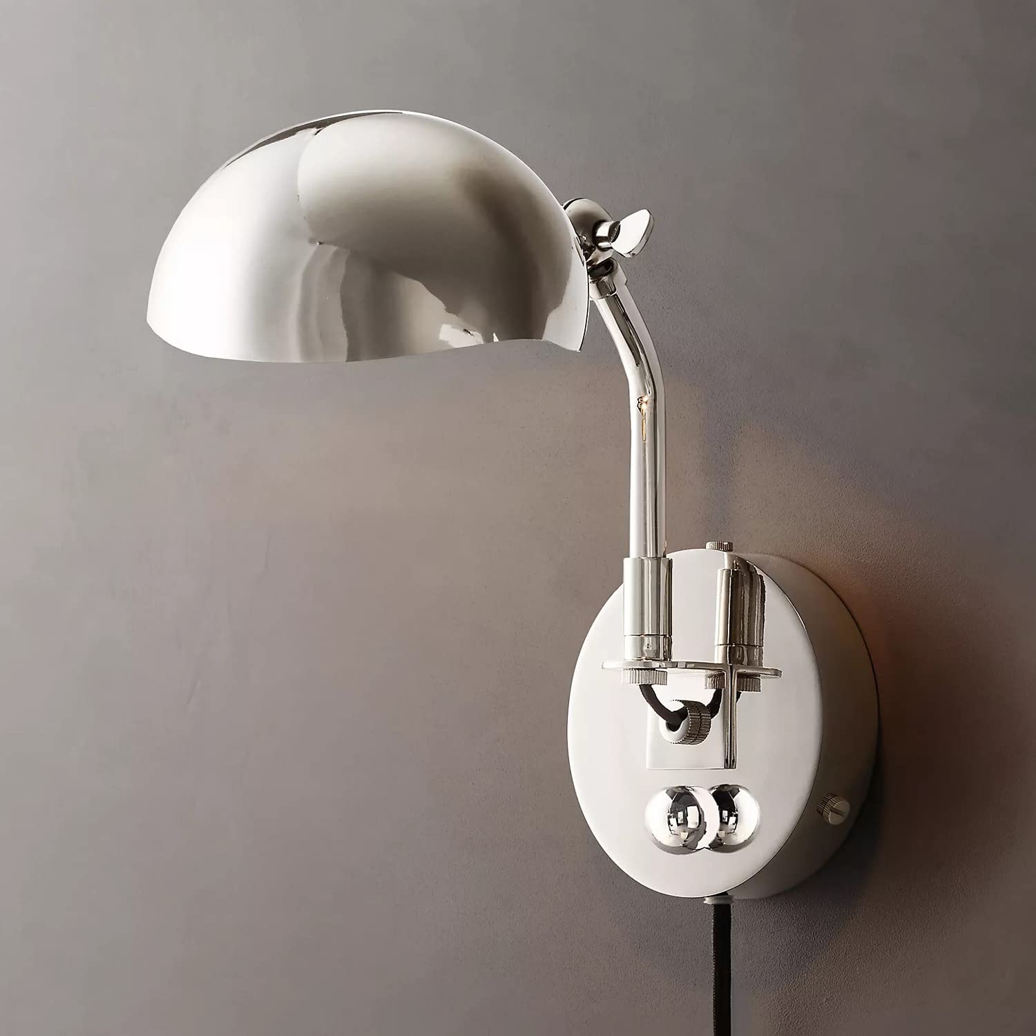 SXSCARKX Industrial Wall Sconce Adjustable Plug in Light Swing Arm Lamp, Bedside Reading Mount Lighting Fixture, Modern Headboard Sconces for Bedroom Hotel Study (Color : Cromo)