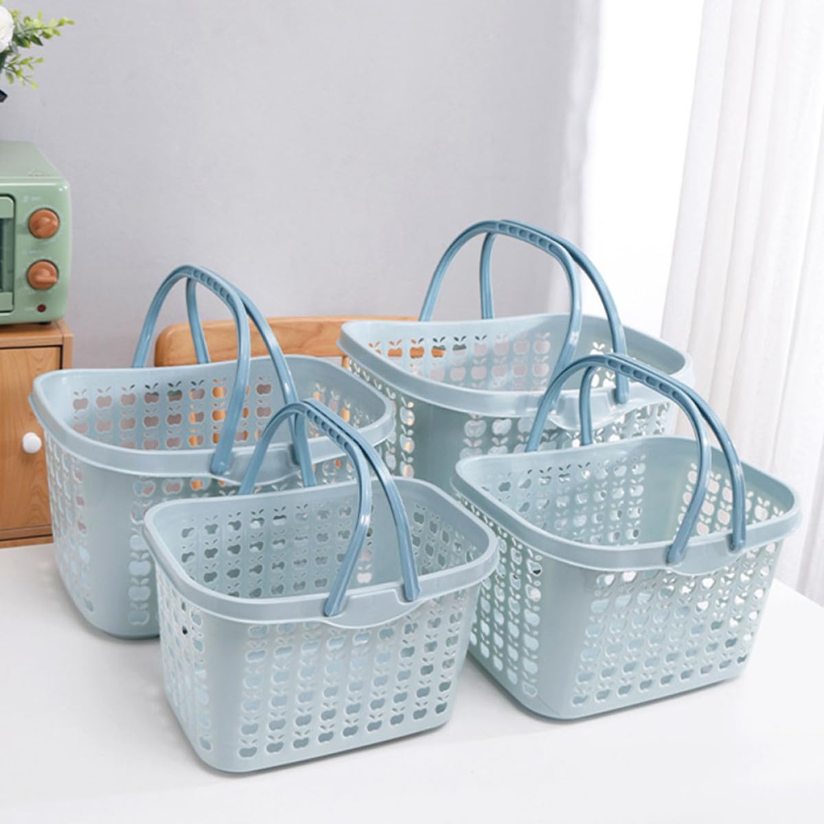Beavorty Cestino Shopping in Plastica Blu, Leggero e Multifunzione