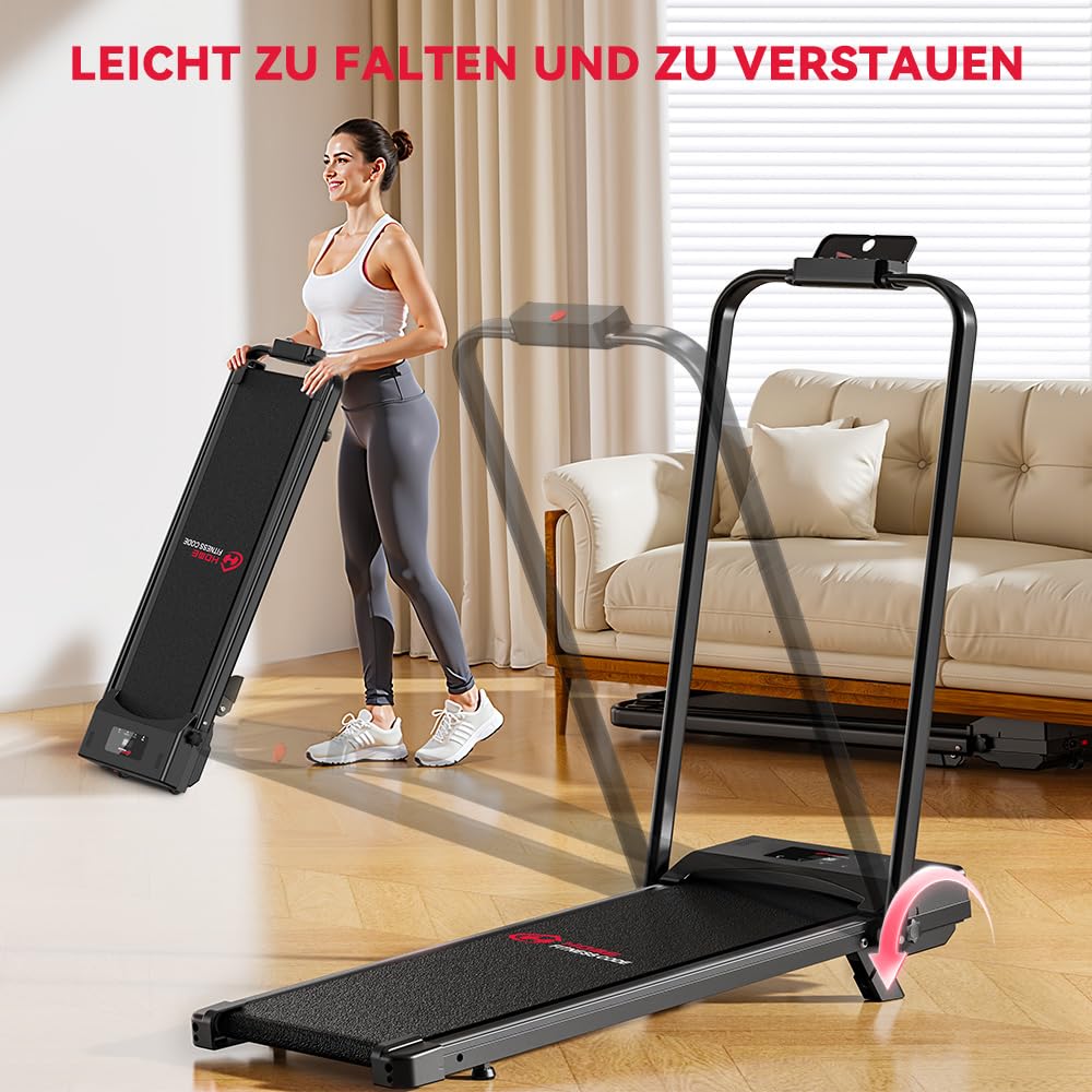 HomeFitnessCode Laufband Klappbar mit Neigung - Walking Pad für Zuhause Klein Laufpad mit Steigung Walkpad Untertisch Elektrisch Walking Band Gehband