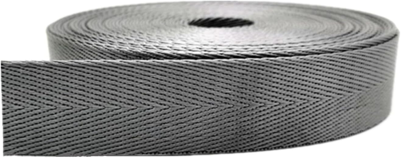 Polypropylene Webbing, Nylon Herringbone Twill Webbing Strap Multicolor 25mm/38mm x 5/10 Yardyard(Gray,25mm/10 Yard)