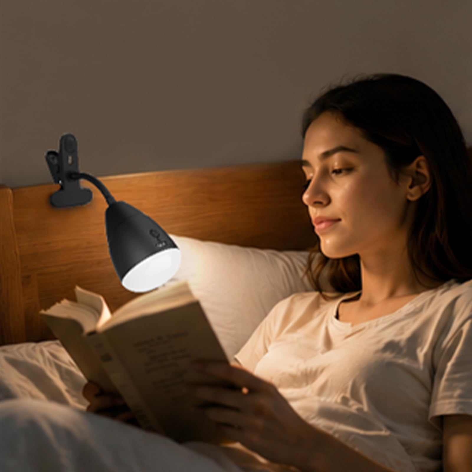 Milpoel Lampe de Lecture à Pince Rechargeable, 3 Couleurs et 10 Niveaux de Luminosité Réglables, Lampe de Bureau LED avec Pince pour Étudier/Travailler/Lire/Jouer (3 Températures de Couleur, A)